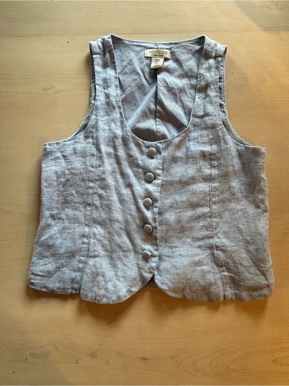Rachel Zoe Light Gray Linen Button Front Vest